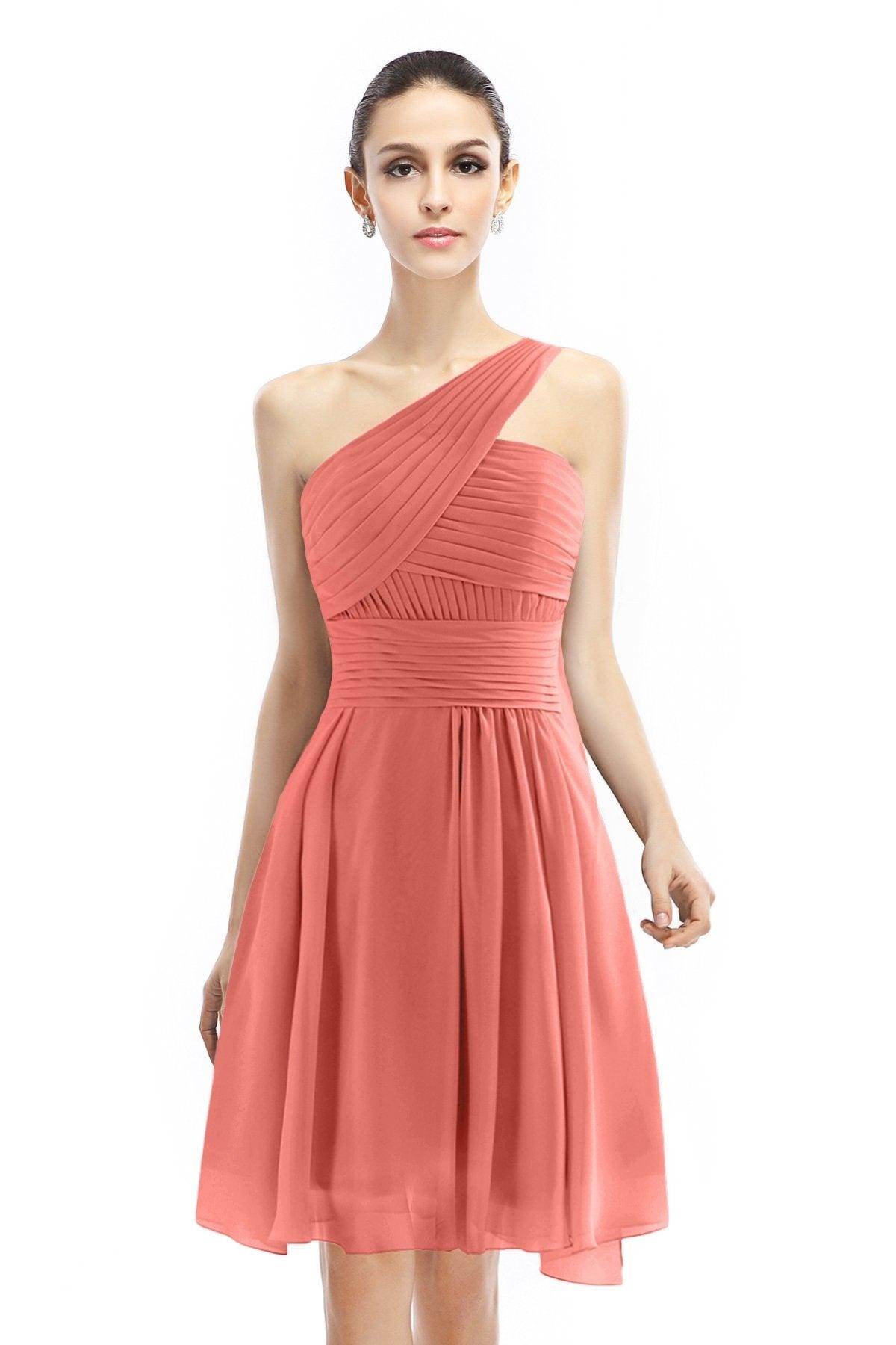 A-Line Knee Length Chiffon Bridesmaid Dress COZK1401C - COCOMELODY
